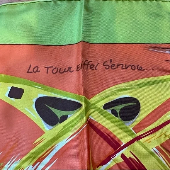 Hermes La Tour Eiffel S’Envole Silk Printed Scarf With Bag New - Picture 3 of 8